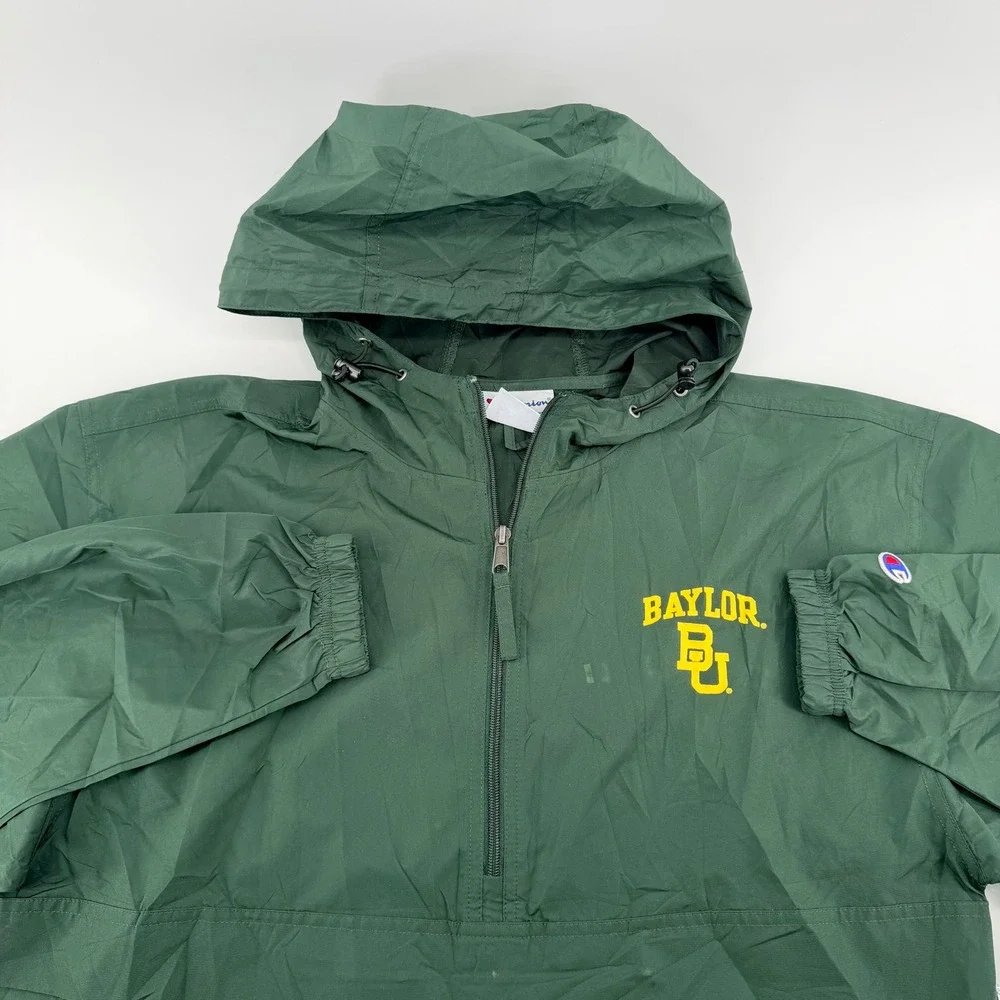 Champion Baylor University Anorak Windbreaker Jacket Green Mens Size M